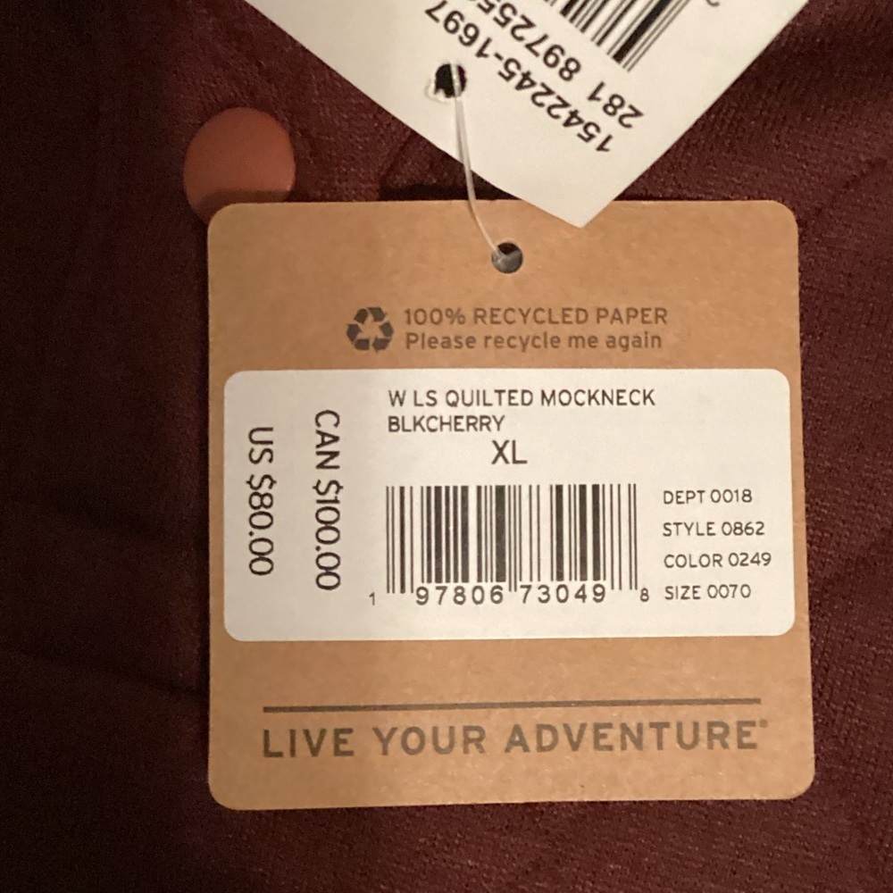 Eddie Bauer Quilted Pullover Hoodie - BurgundySizeXL . NWT - Picture 7 of 7